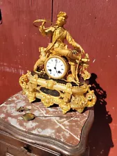 Victorian French Gilded Clock JASPY Antique Beauty