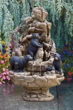 Wildlife Fountain - Bears - Outdoor Concrete Garden Water Fountain Waterfall