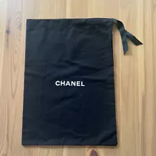 Authentic Chanel Dust Bag Storage Cover Pouch Drawstring Black 13.5” X 9.5” in.