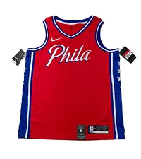 NWTS NIKE PHILADELPHIA 76ERS SIXERS RED SWINGMAN JERSEY BLANK PHILA SZ L 48