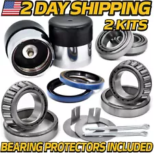 (2 Kits) Trailer Bearing Rebuild Kit: 1-1/16" inch Axle L44649 / L44610, w/Seals