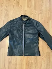 VTG 60s 70s Mens Faux Leather Harley Davidson Black Motorcycle Jacket