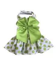 Handmade Green Polkadot Dog Dress Size Small. On Sale