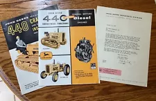 2 Old John Deere 440 Crawler Brochures & Letter 1958/59 GM Motor Millersburg PA.