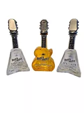 3 Rock N Roll Mango & Platinum Electric Guitar Empty Tequila Glass Bottles COOL!