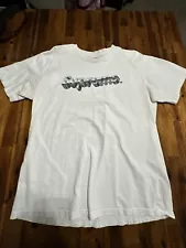 Supreme t-shirt chrome supreme logo print, White Tee, Large, Pre-Owned