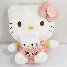 Sanrio Hello Kitty Stuff Animal Plush Peach Bow Mommy Baby Soft Toy Pouch 13"