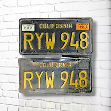 '69 California Black License Plates w/ 1969-70 Tags ~ Matching Pair ~Beautiful‼️