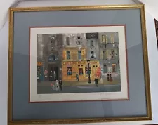 Vintage Cafe Tabec Paris Scene Signed Michel Delacroix Framed 316/500