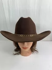 Western Express Brown Faux Felt Wide Brim Cowboy Hat Sz 7 5/8