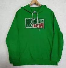 VTG Y2K Mountain Dew XL Hoodie Hooded Sweatshirt Green Pockets