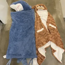 Shark Sleeping Bag + Puppy Dog Critter Wrap Oversized Blanket