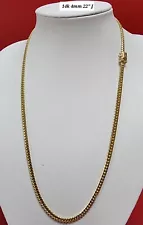 REAL 14k Gold Chain Solid Link 22" 4mm Miami Cuban Link chain J O 29.6g