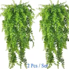 2Pcs Set Artificial Plants Vines Boston Fern Persian Rattan Greenery Fake Ferns