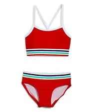 Kanu Surf Girls' Beach Sport Athletic Bikini Swimsuit - Tanya Red - Size 6 BfbZ