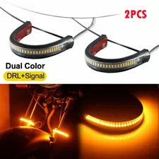 2 LED Motorcycle Turn Signals Light FORK Strip Flowing Amber For Harley Davidson (For: Redneck)