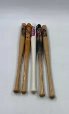 Assorted Brown White Wooden Collectible Mini Baseball Bats Lot Of 5