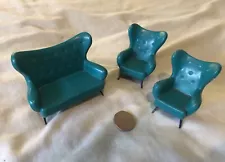 Vintage Triang Dollhouse Teal Wing Settee And Chairs Green Jenny’s Home