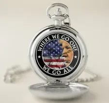WWG1 Patriotic Donald J. Trump Silver Metal Alloy Pocket Watch