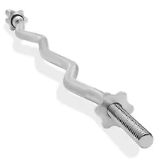 1" Standard Weightlifting Barbell - Threaded EZ Curl Bar with Star Collars