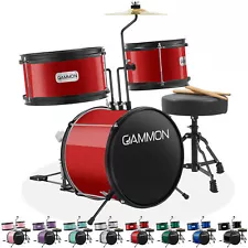 3-Piece Junior Drum Set, Beginner Drum Kit with Throne, Cymbal, Drumsticks