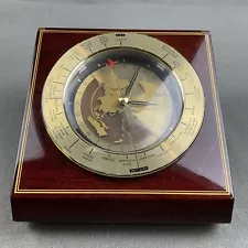 Vintage Seiko Desk World Time Zone Clock QXG325BL w/ Red Airplane Second Hand