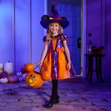 NEW! Disney Store Minnie Mouse Witch Halloween Costume & Hat for Girl Size 5/6