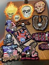 MOTORCYCLE BIKER LOT OF (30) EMBROIDERED VEST SHIRT HAT PATCHES NEW UNUSED