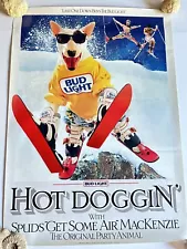 Vintage Beer Poster Bud Light Spuds McKenzie Hot Doggin 80’s Ski Slopes 20x28