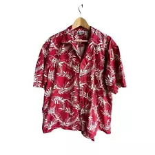 Vintage Aloha Republic Red Palm Leaves Hawaiian Camp Shirt Size XL