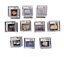 Micromount Mineral Lot MMA6-10 Fine Specimens in Acrylic Boxes-Visit eBay Store