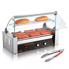 Electric 12 Hot Dog 5 Roller Grill Cooker Machine Backsplash & Shelf 750W