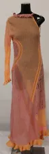 Roberta Einer Women's Bianca One-Sleeve Crochet Maxi Dress LV5 Peach Size M/L