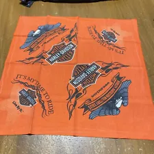 Orange Harley Davidson Military Sales Logo Handkerchief Bandana 20.5x20”