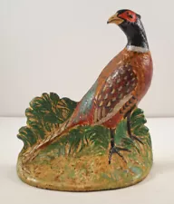 ANTIQUE PHEASANT CAST IRON HUBLEY DOORSTOP 1930 BIRD FOLK ART COUNTRY AMERICANA