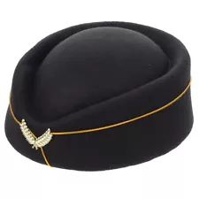 Flight Attendant Black Hat Stewardess for Women Costume Beret Women's