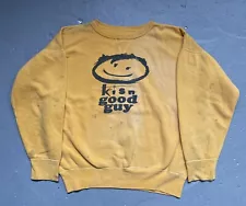 Vintage 1960s Single-V Kisn Good Guy Radio Smiley Face Sweat Sweatshirt WMCA M-L