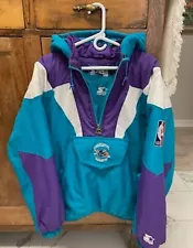 Vintage 90s Charlotte Hornets Starter Puffer Jacket Pull Over Sz XL