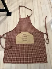 HANDMADE BIB APRON Reddish Brown (Rust) + Tan Gingham Check Faith Family Friends