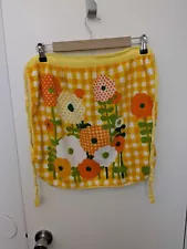 Vintage 1970's Colorful Floral Kitchen Apron Ties Around The Waist