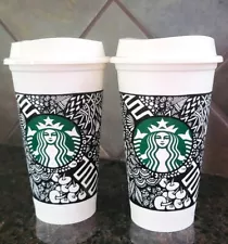 Lot of 2 RARE 2013 Starbucks Reusable Hot Coffee Cup w/Lid Tumbler NEW