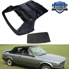 Convertible Soft Top For BMW 3-Series E30 1986-1993 Black Twill & Plastic Window