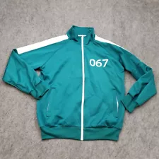 Squid Games Jacket Mens Medium Green White Track Full Zip Run Running Adult