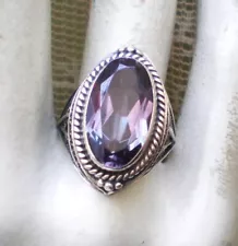 Vintage Russian Soviet USSR Sterling Silver Alexandrite Handmade Cocktail Ring