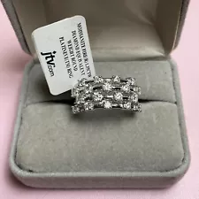 JTV Moissanite Fire 1.35 CTW Platineve Over Sterling Silver Ring S ~ 9 NWT