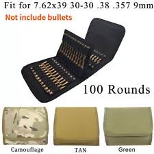 100 Round Rifle Ammo Pouch Bullet Cartridge Belt Bag For .38 .357 30-30 7.62x39