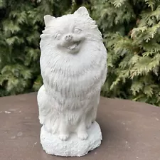 10" Pomeranian Statue For Garden Outdoor Concrete Dog Memorial Ornament Figurine