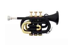 SUMMER SALE !! MINI POCKET TRUMPETNEW BLACK COLOUR BRASS FINISH