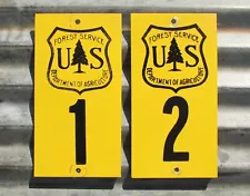 VINTAGE US FOREST SERVICE TRAIL PLOT MILE NUMBER MARKER METAL SIGN ORIGINAL TAG