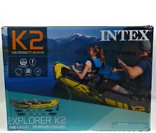 Intex Explorer K2 Kayak Set With Oars and Pump Inflatable Tandem 2-Person Yellow